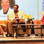 panelists on stage at Agnes Scott's Women's Global Leadership Conference on Public Health 2024