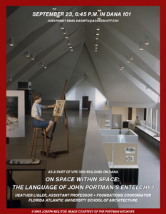 image of students painting, with a red border and text