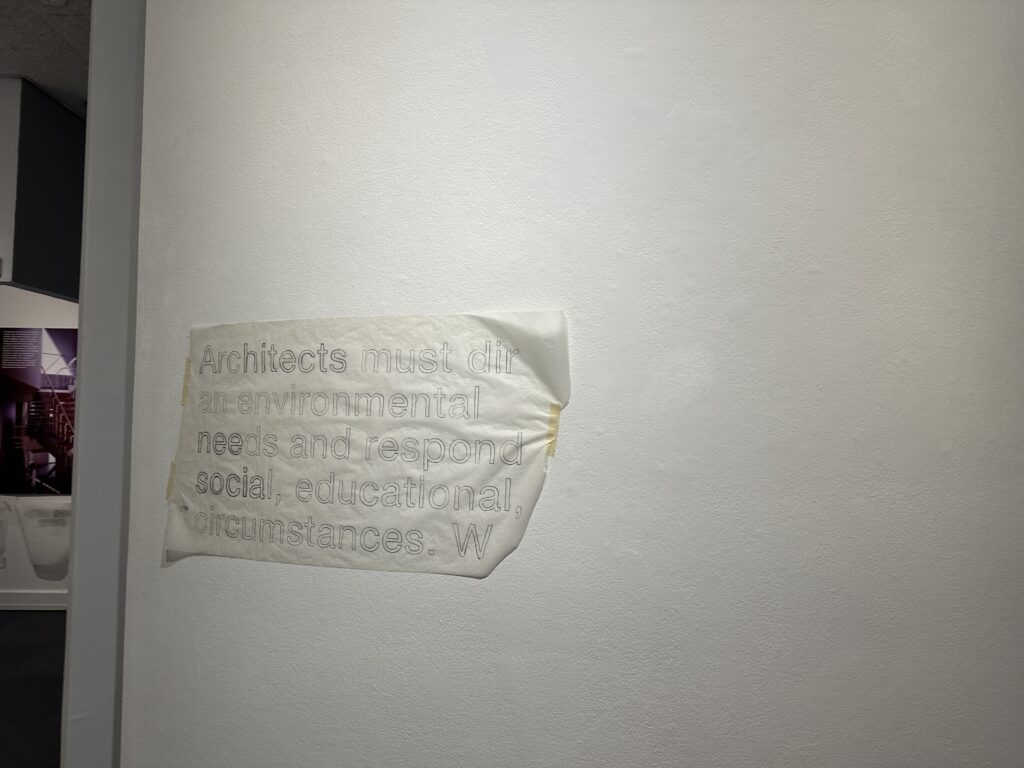 text on wall; architecture
