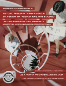 image of women seated on red spiral staicase