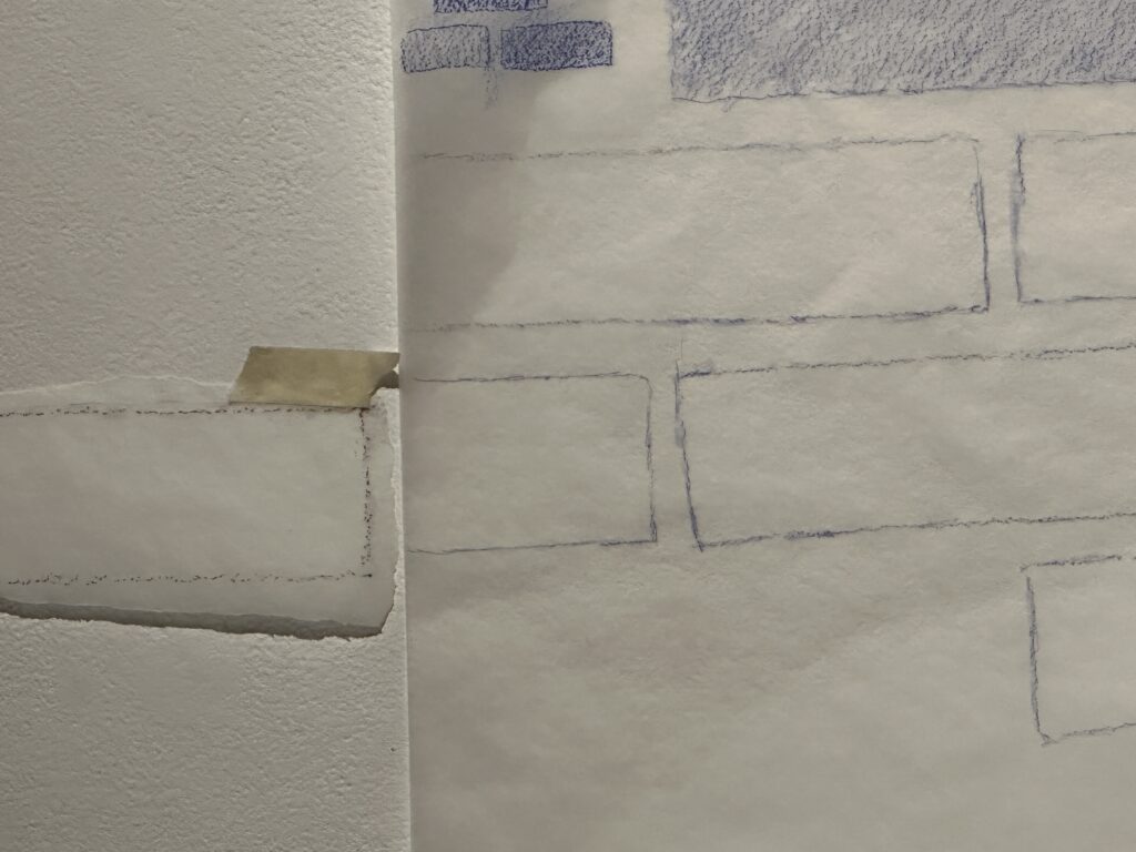 tracings of blue bricks